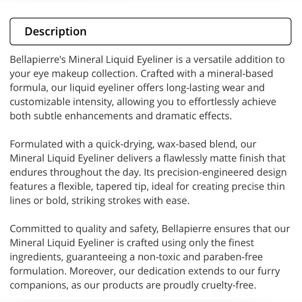 BELLAPIERRE COSMETICS
Liquid Eyeliner - BLACK - Picture 6 of 7